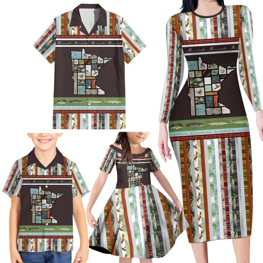 In The Deep Heart Of Minnesota Christmas Design Family Matching Long Sleeve Bodycon Dress and Hawaiian Shirt Xmas Holiday Patterns - Wonder Print Shop
