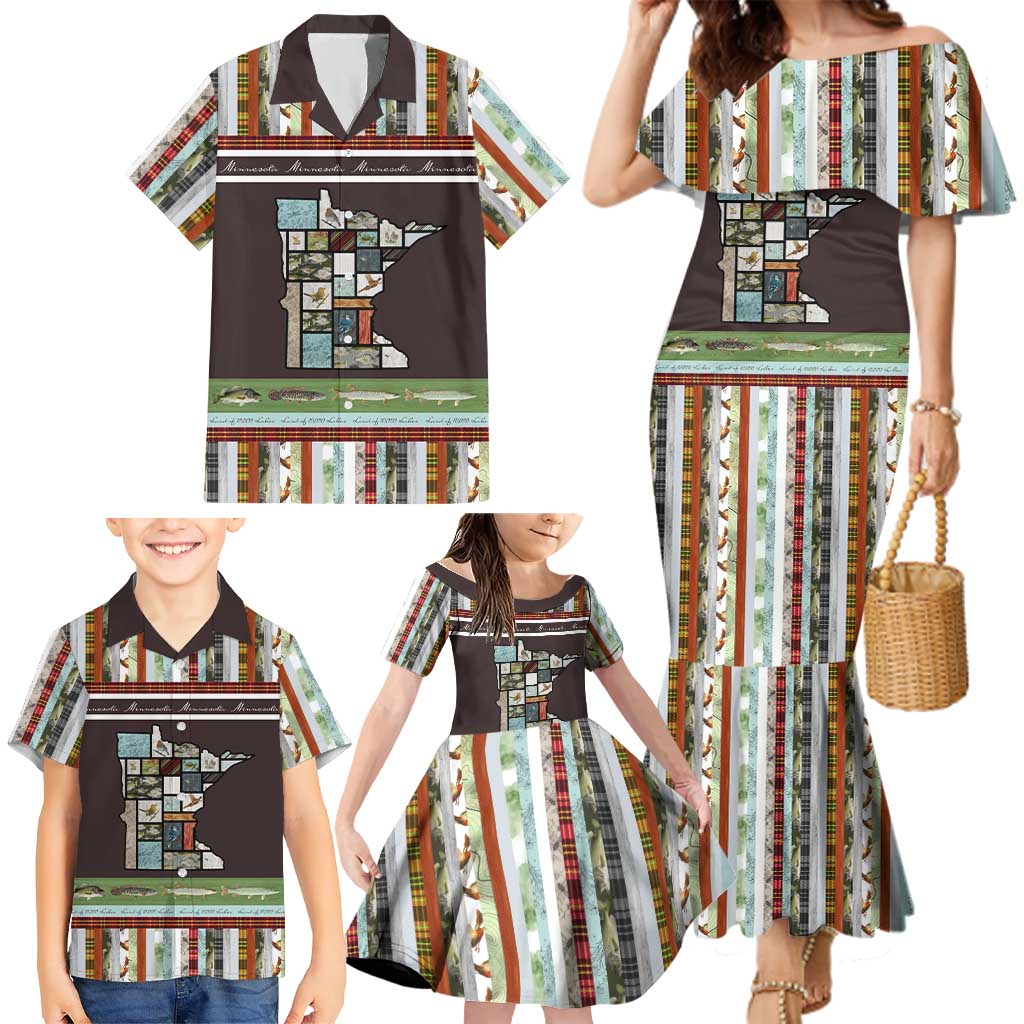 In The Deep Heart Of Minnesota Christmas Design Family Matching Mermaid Dress and Hawaiian Shirt Xmas Holiday Patterns - Wonder Print Shop