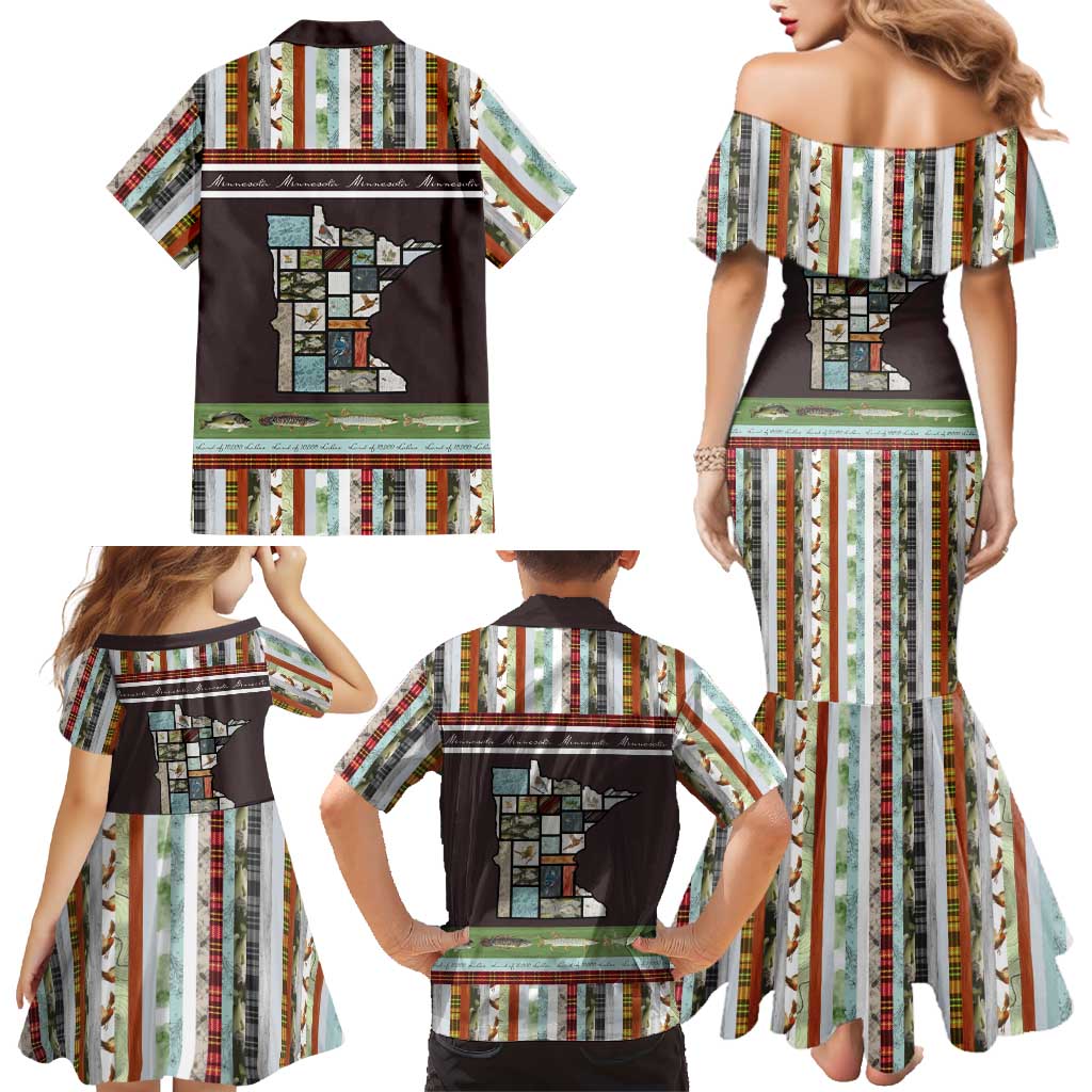 In The Deep Heart Of Minnesota Christmas Design Family Matching Mermaid Dress and Hawaiian Shirt Xmas Holiday Patterns - Wonder Print Shop