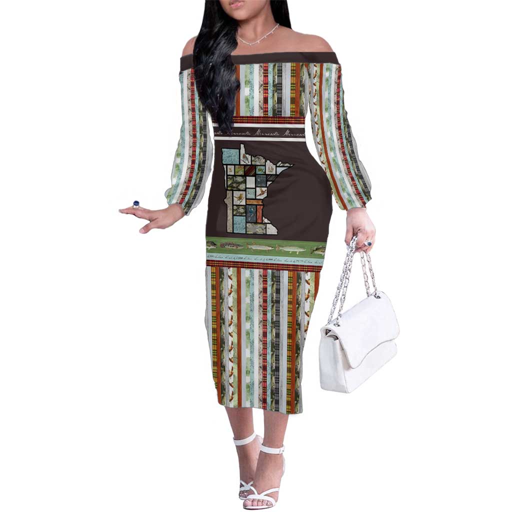 In The Deep Heart Of Minnesota Christmas Design Family Matching Off The Shoulder Long Sleeve Dress and Hawaiian Shirt Xmas Holiday Patterns - Wonder Print Shop