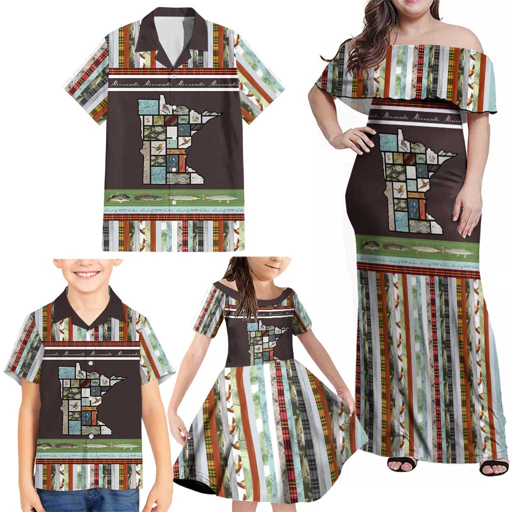 In The Deep Heart Of Minnesota Christmas Design Family Matching Off Shoulder Maxi Dress and Hawaiian Shirt Xmas Holiday Patterns - Wonder Print Shop