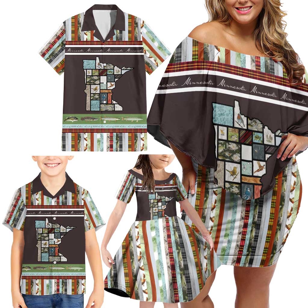 In The Deep Heart Of Minnesota Christmas Design Family Matching Off Shoulder Short Dress and Hawaiian Shirt Xmas Holiday Patterns - Wonder Print Shop