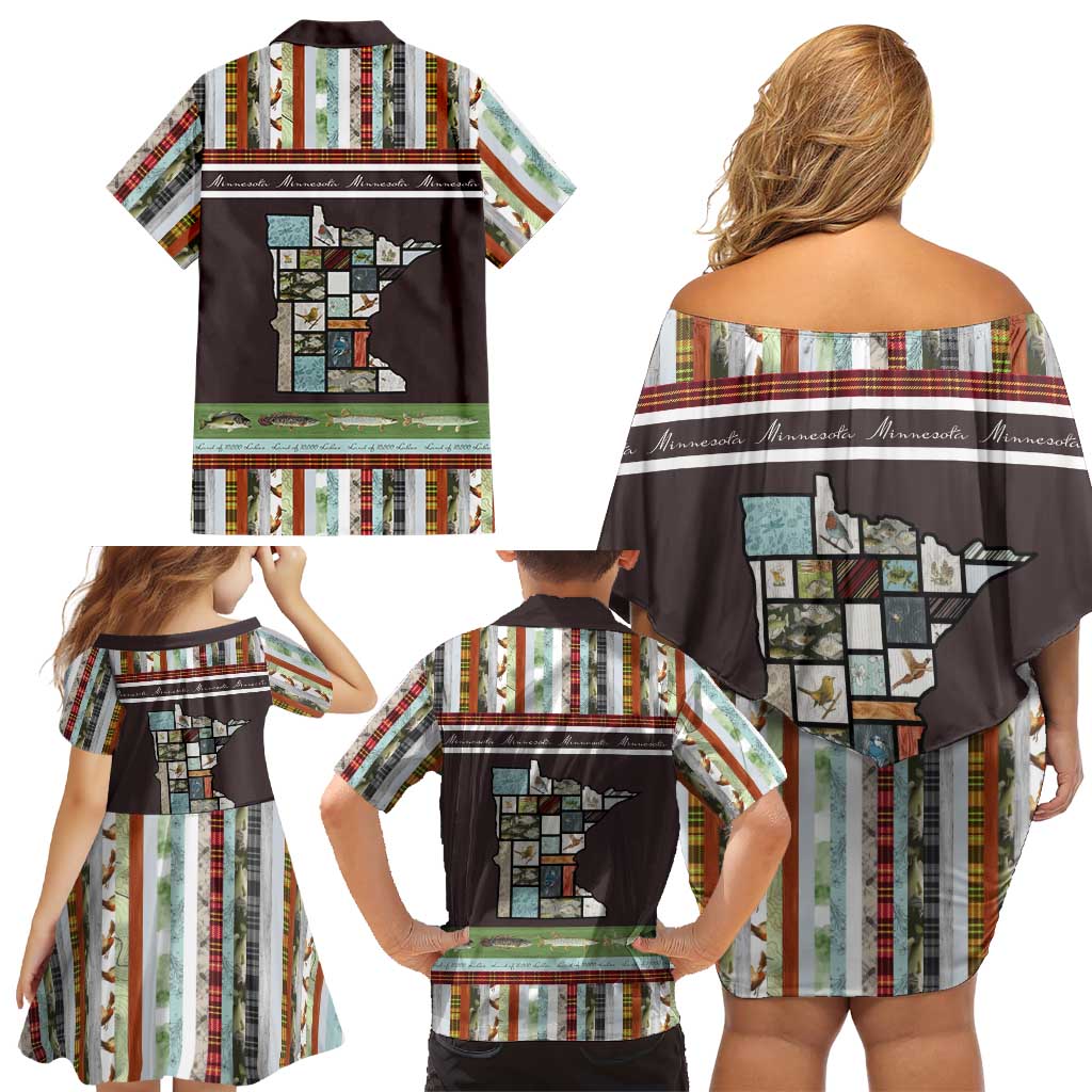 In The Deep Heart Of Minnesota Christmas Design Family Matching Off Shoulder Short Dress and Hawaiian Shirt Xmas Holiday Patterns - Wonder Print Shop