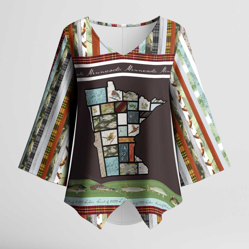 In The Deep Heart Of Minnesota Christmas Design Kimono Sleeve Blouse Xmas Holiday Patterns - Wonder Print Shop