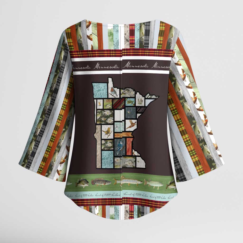 In The Deep Heart Of Minnesota Christmas Design Kimono Sleeve Blouse Xmas Holiday Patterns - Wonder Print Shop
