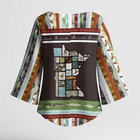 In The Deep Heart Of Minnesota Christmas Design Kimono Sleeve Blouse Xmas Holiday Patterns - Wonder Print Shop