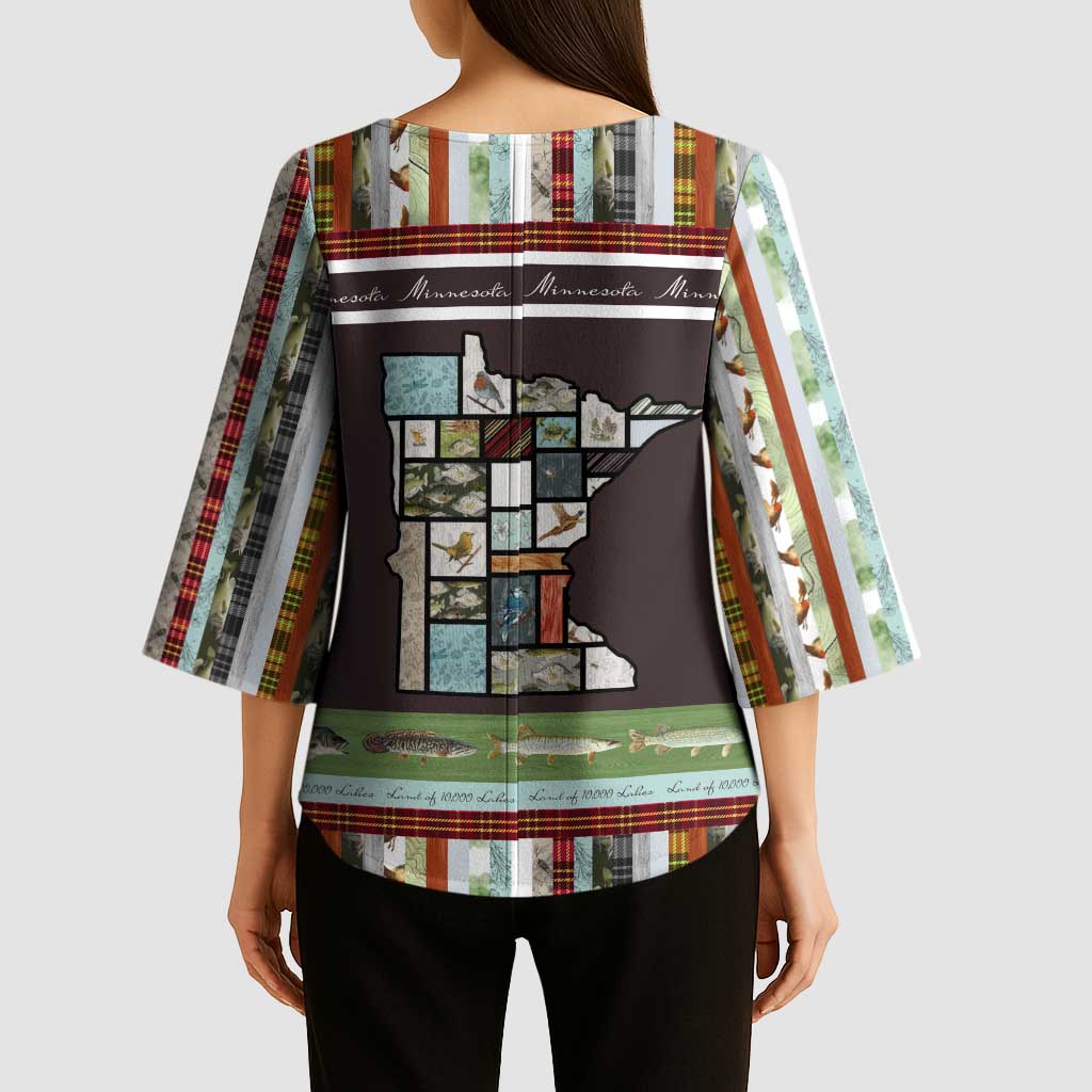 In The Deep Heart Of Minnesota Christmas Design Kimono Sleeve Blouse Xmas Holiday Patterns - Wonder Print Shop