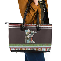 In The Deep Heart Of Minnesota Christmas Design Leather Tote Bag Xmas Holiday Patterns - Wonder Print Shop