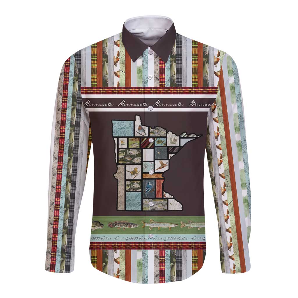 In The Deep Heart Of Minnesota Christmas Design Long Sleeve Button Shirt Xmas Holiday Patterns - Wonder Print Shop