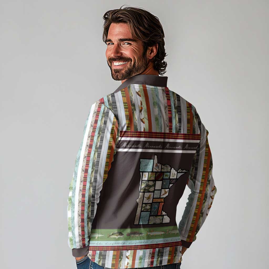 In The Deep Heart Of Minnesota Christmas Design Long Sleeve Polo Shirt Xmas Holiday Patterns - Wonder Print Shop