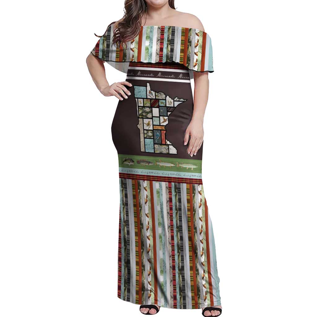 In The Deep Heart Of Minnesota Christmas Design Off Shoulder Maxi Dress Xmas Holiday Patterns - Wonder Print Shop
