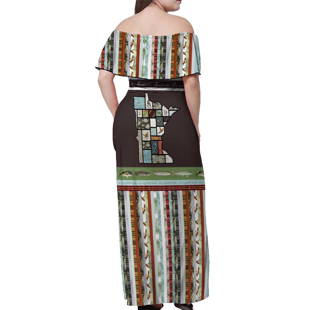 In The Deep Heart Of Minnesota Christmas Design Off Shoulder Maxi Dress Xmas Holiday Patterns - Wonder Print Shop