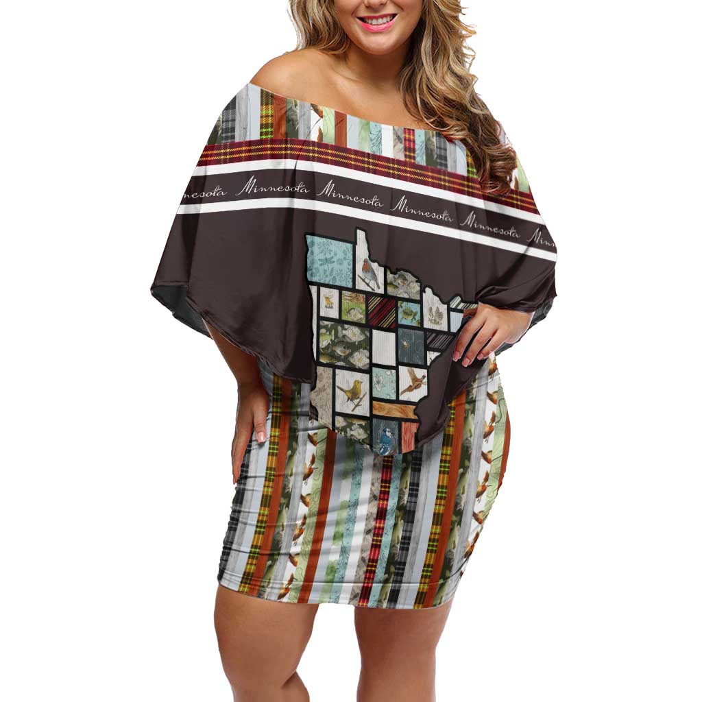 In The Deep Heart Of Minnesota Christmas Design Off Shoulder Short Dress Xmas Holiday Patterns - Wonder Print Shop