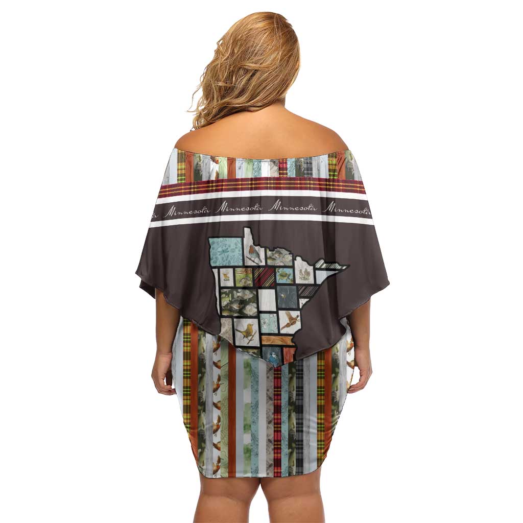 In The Deep Heart Of Minnesota Christmas Design Off Shoulder Short Dress Xmas Holiday Patterns - Wonder Print Shop