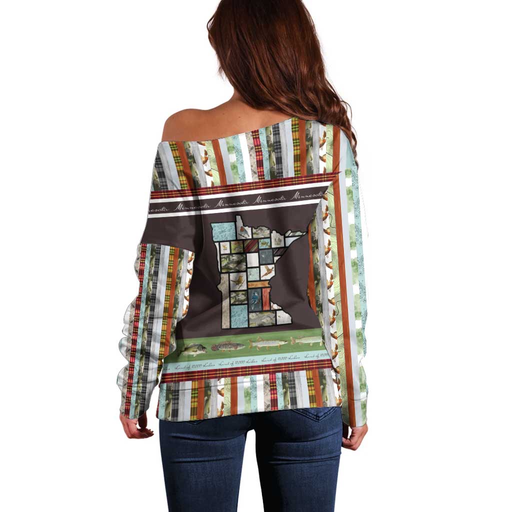 In The Deep Heart Of Minnesota Christmas Design Off Shoulder Sweater Xmas Holiday Patterns - Wonder Print Shop