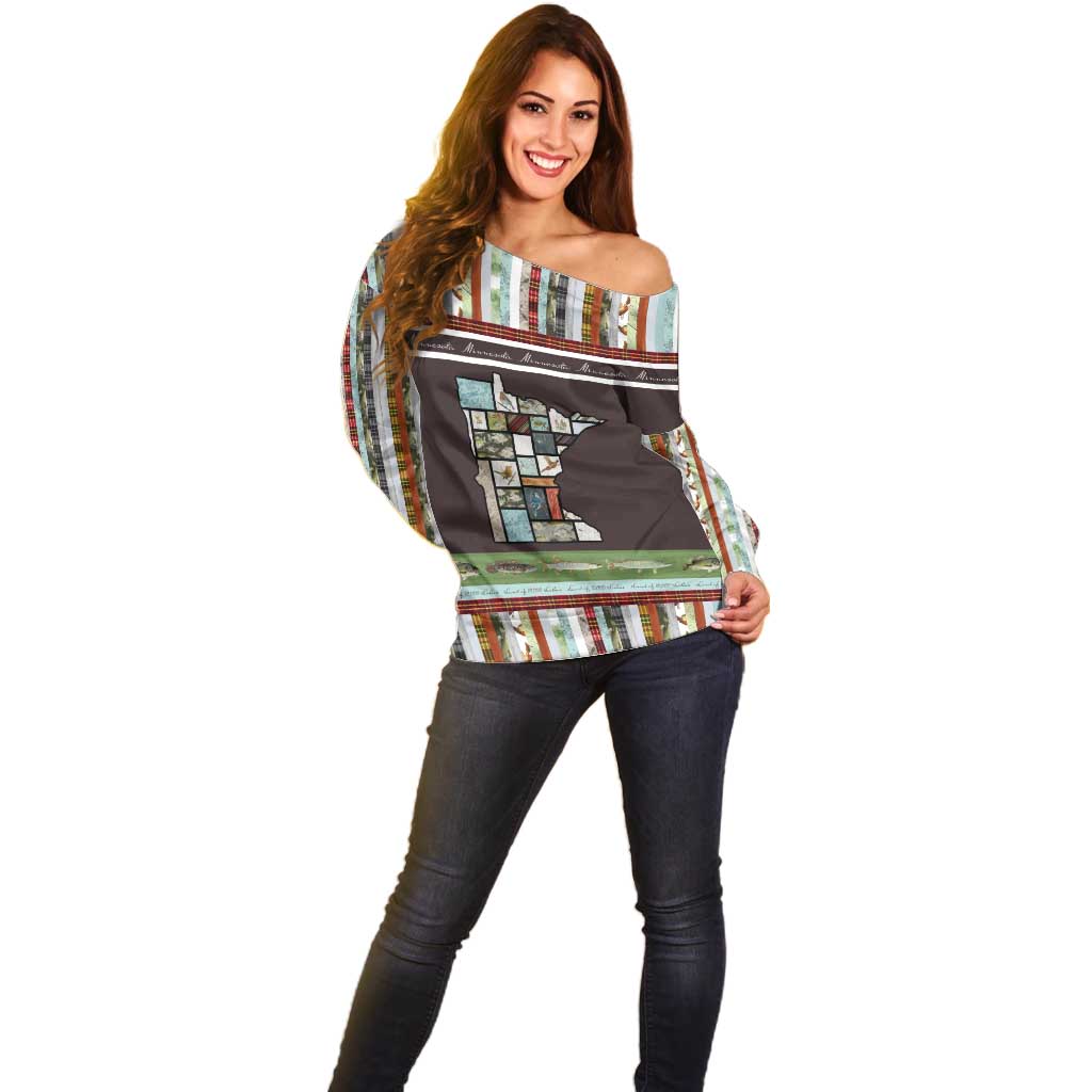 In The Deep Heart Of Minnesota Christmas Design Off Shoulder Sweater Xmas Holiday Patterns - Wonder Print Shop