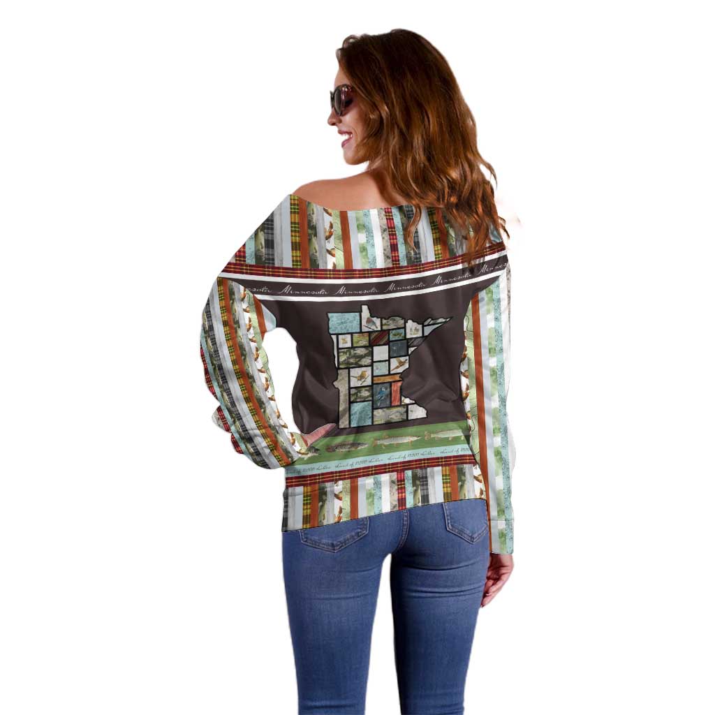 In The Deep Heart Of Minnesota Christmas Design Off Shoulder Sweater Xmas Holiday Patterns - Wonder Print Shop