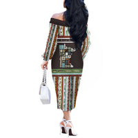 In The Deep Heart Of Minnesota Christmas Design Off The Shoulder Long Sleeve Dress Xmas Holiday Patterns - Wonder Print Shop