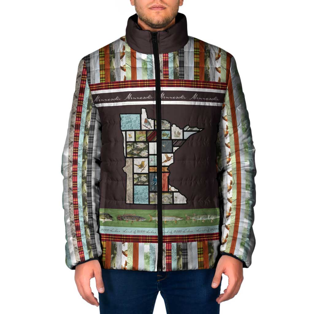 In The Deep Heart Of Minnesota Christmas Design Padded Jacket Xmas Holiday Patterns - Wonder Print Shop