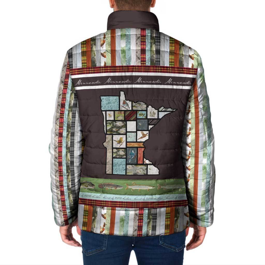 In The Deep Heart Of Minnesota Christmas Design Padded Jacket Xmas Holiday Patterns - Wonder Print Shop