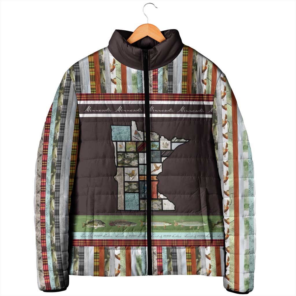 In The Deep Heart Of Minnesota Christmas Design Padded Jacket Xmas Holiday Patterns - Wonder Print Shop