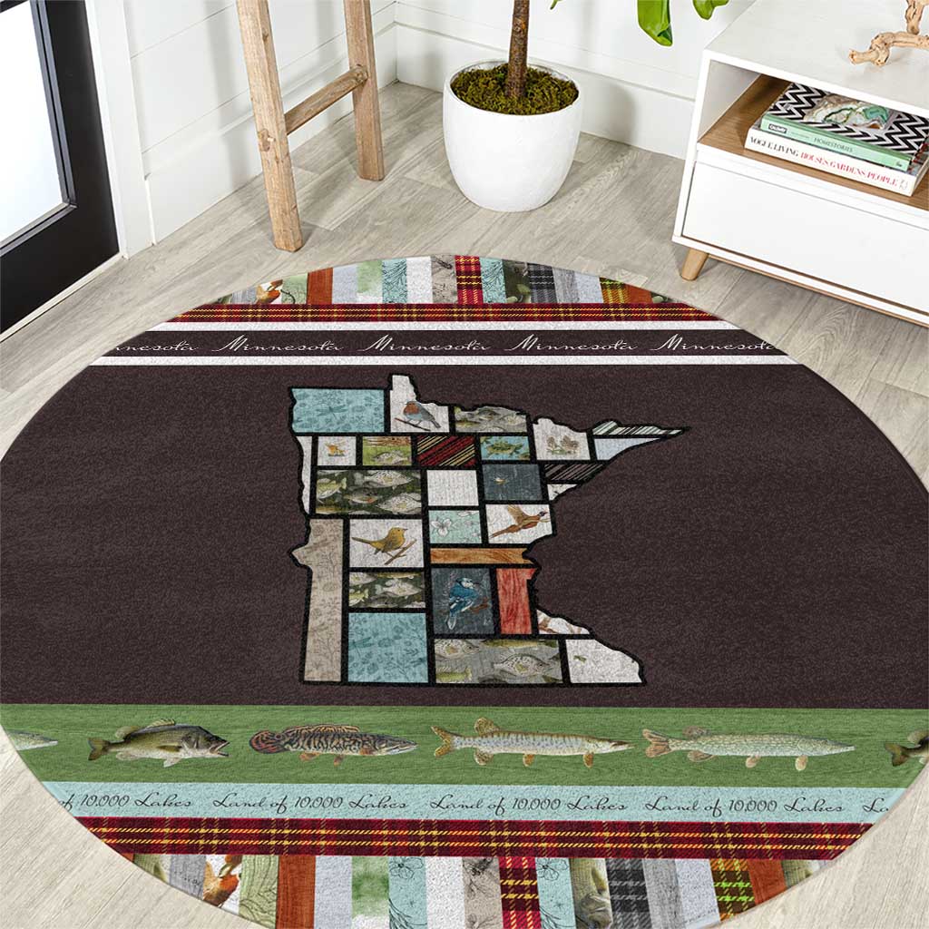 In The Deep Heart Of Minnesota Christmas Design Round Carpet Xmas Holiday Patterns - Wonder Print Shop