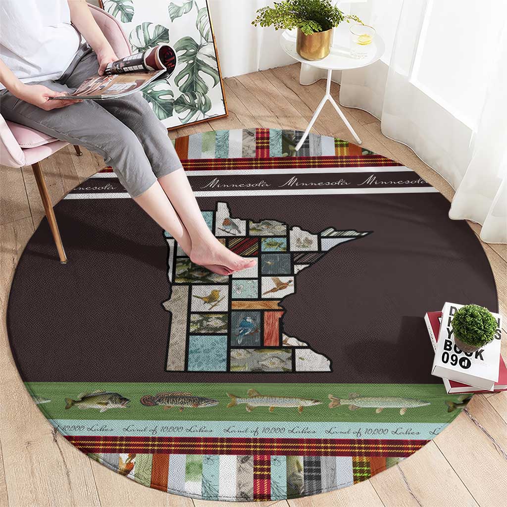 In The Deep Heart Of Minnesota Christmas Design Round Carpet Xmas Holiday Patterns - Wonder Print Shop