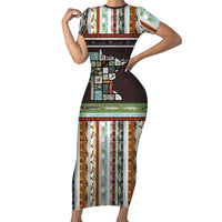 In The Deep Heart Of Minnesota Christmas Design Short Sleeve Bodycon Dress Xmas Holiday Patterns - Wonder Print Shop