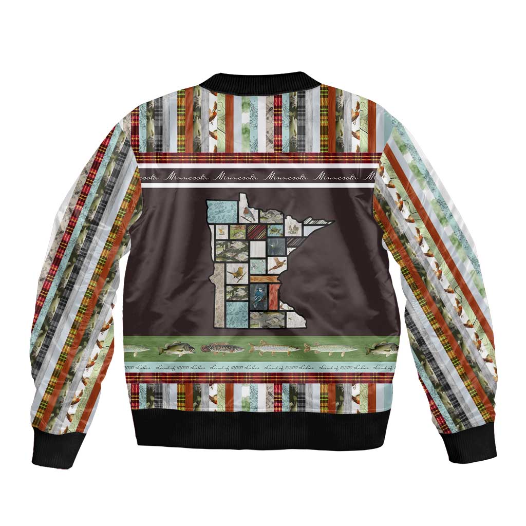 In The Deep Heart Of Minnesota Christmas Design Sleeve Zip Bomber Jacket Xmas Holiday Patterns - Wonder Print Shop