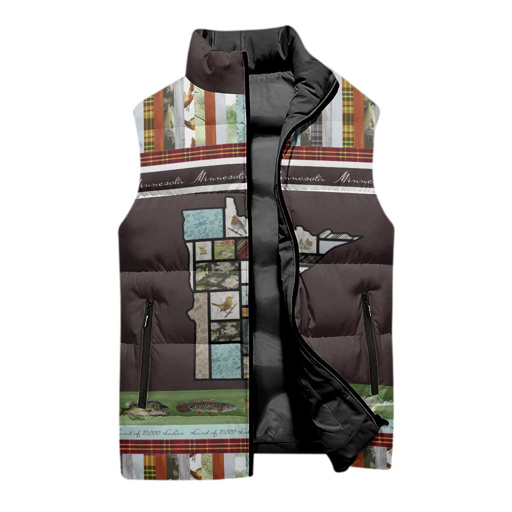In The Deep Heart Of Minnesota Christmas Design Sleeveless Puffer Jacket Xmas Holiday Patterns - Wonder Print Shop