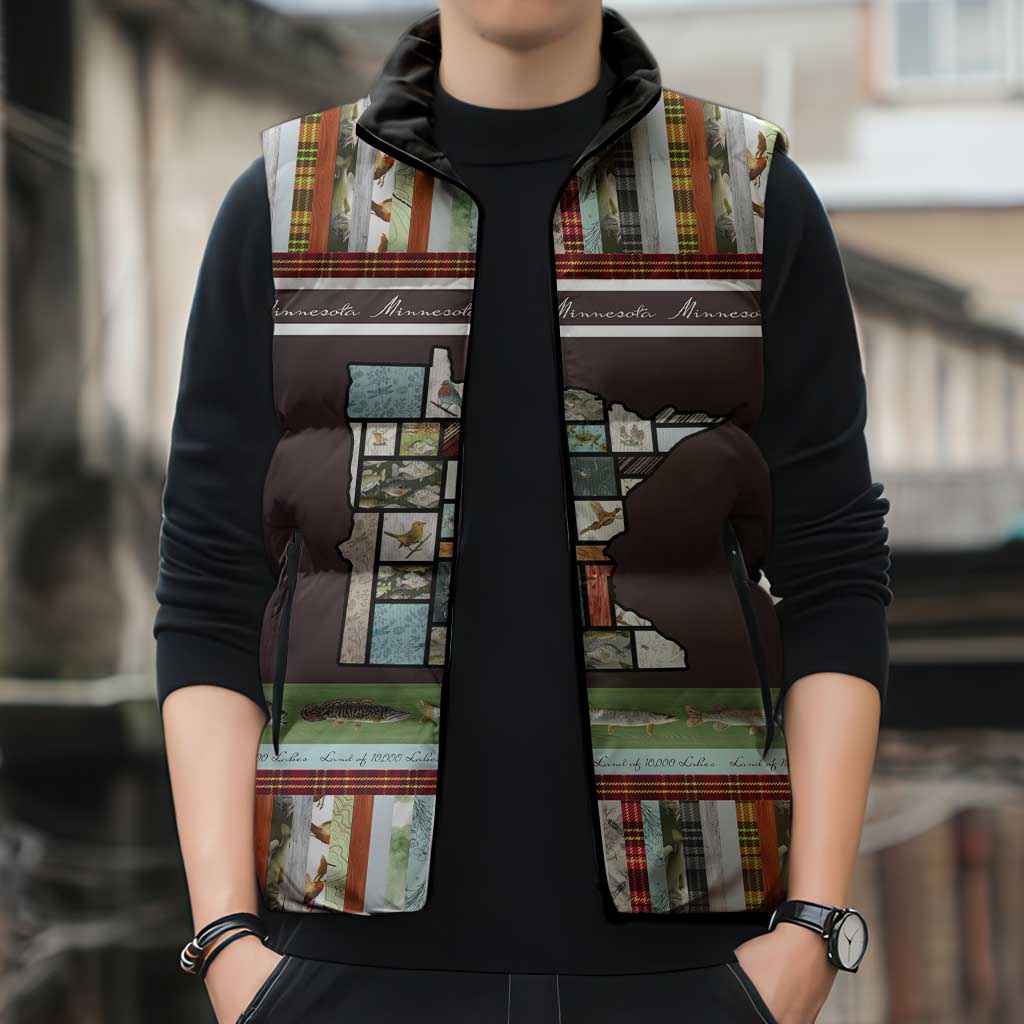 In The Deep Heart Of Minnesota Christmas Design Sleeveless Puffer Jacket Xmas Holiday Patterns - Wonder Print Shop