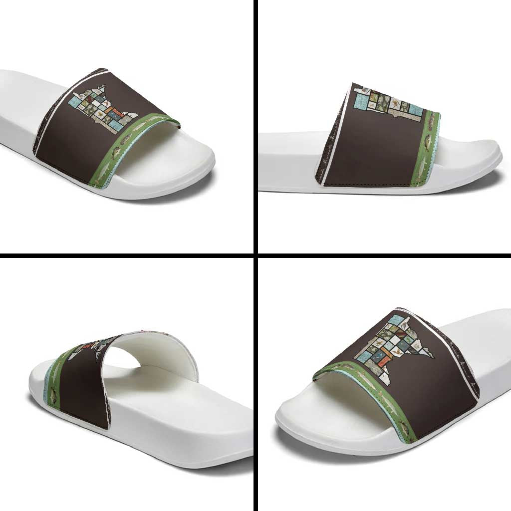 In The Deep Heart Of Minnesota Christmas Design Slide Sandals Xmas Holiday Patterns - Wonder Print Shop