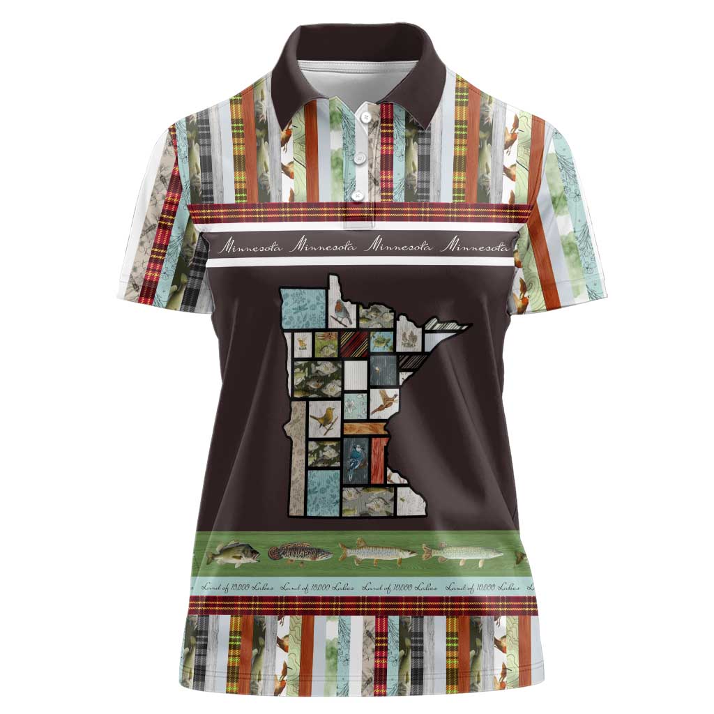 In The Deep Heart Of Minnesota Christmas Design Women Polo Shirt Xmas Holiday Patterns - Wonder Print Shop