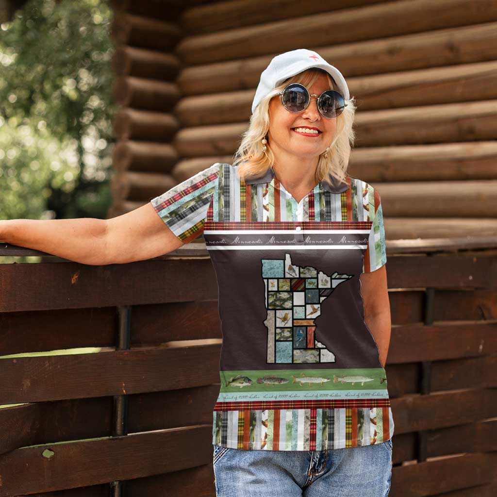 In The Deep Heart Of Minnesota Christmas Design Women Polo Shirt Xmas Holiday Patterns - Wonder Print Shop