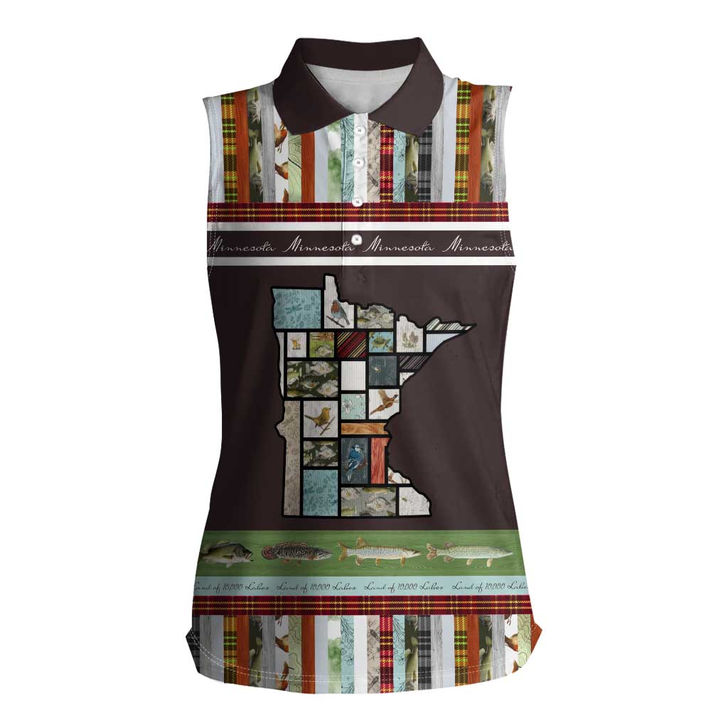 In The Deep Heart Of Minnesota Christmas Design Women Sleeveless Polo Shirt Xmas Holiday Patterns - Wonder Print Shop