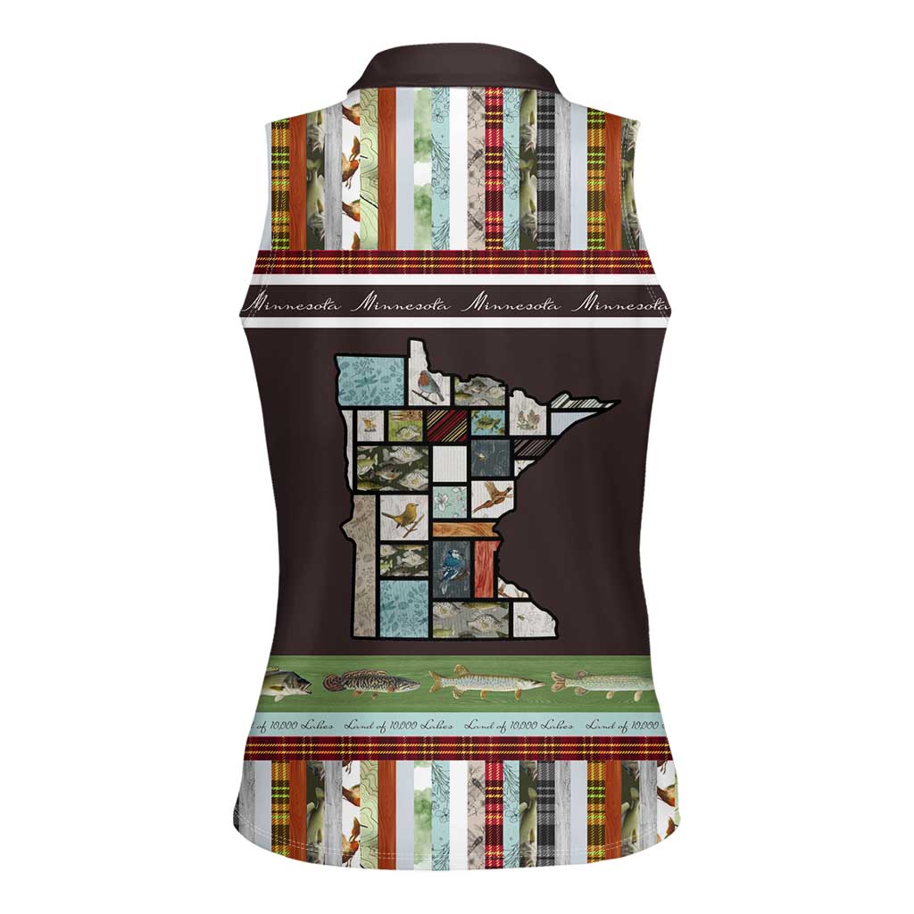 In The Deep Heart Of Minnesota Christmas Design Women Sleeveless Polo Shirt Xmas Holiday Patterns - Wonder Print Shop