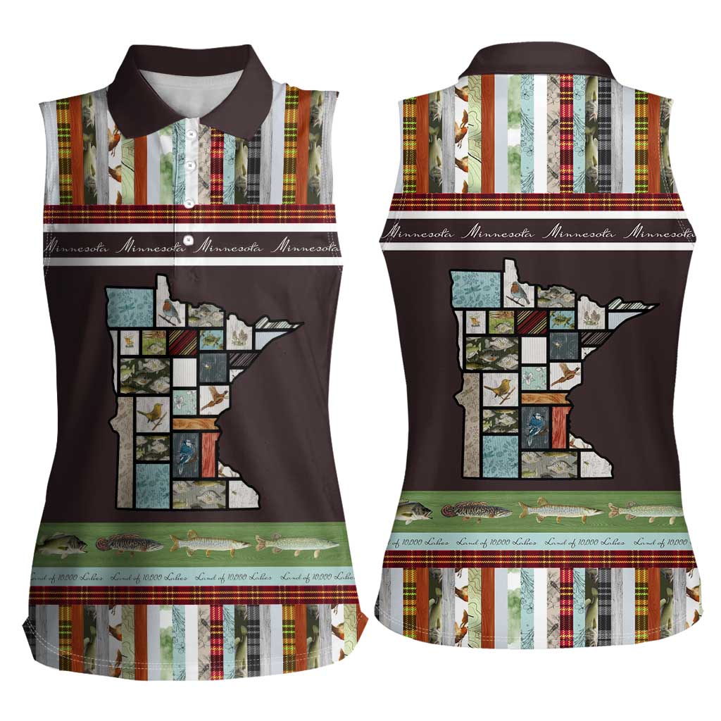 In The Deep Heart Of Minnesota Christmas Design Women Sleeveless Polo Shirt Xmas Holiday Patterns - Wonder Print Shop