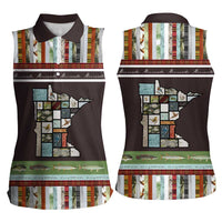 In The Deep Heart Of Minnesota Christmas Design Women Sleeveless Polo Shirt Xmas Holiday Patterns - Wonder Print Shop