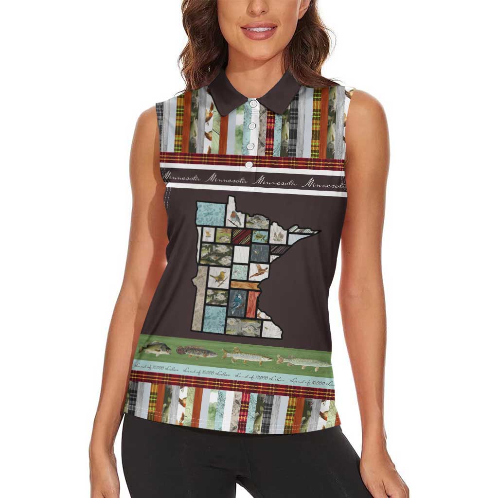 In The Deep Heart Of Minnesota Christmas Design Women Sleeveless Polo Shirt Xmas Holiday Patterns - Wonder Print Shop