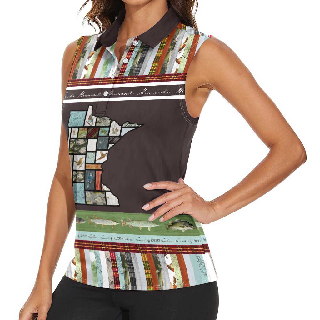 In The Deep Heart Of Minnesota Christmas Design Women Sleeveless Polo Shirt Xmas Holiday Patterns - Wonder Print Shop
