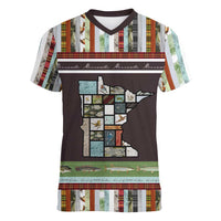 In The Deep Heart Of Minnesota Christmas Design Women V-Neck T-Shirt Xmas Holiday Patterns - Wonder Print Shop