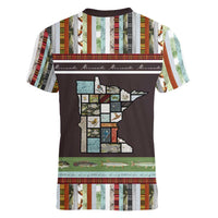 In The Deep Heart Of Minnesota Christmas Design Women V-Neck T-Shirt Xmas Holiday Patterns - Wonder Print Shop