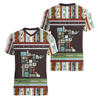 In The Deep Heart Of Minnesota Christmas Design Women V-Neck T-Shirt Xmas Holiday Patterns - Wonder Print Shop