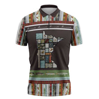 In The Deep Heart Of Minnesota Christmas Design Zipper Polo Shirt Xmas Holiday Patterns - Wonder Print Shop