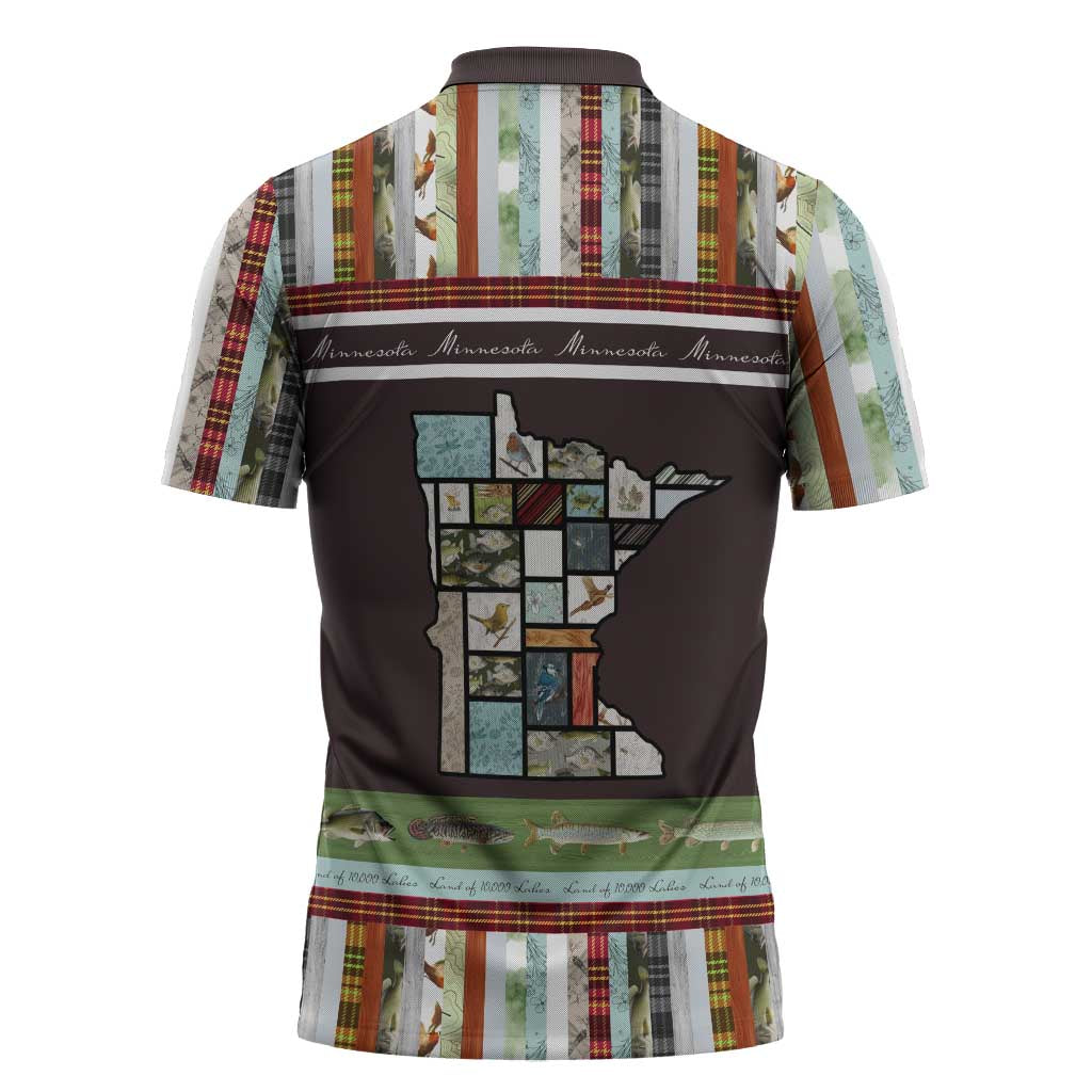 In The Deep Heart Of Minnesota Christmas Design Zipper Polo Shirt Xmas Holiday Patterns - Wonder Print Shop