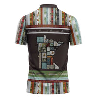 In The Deep Heart Of Minnesota Christmas Design Zipper Polo Shirt Xmas Holiday Patterns - Wonder Print Shop
