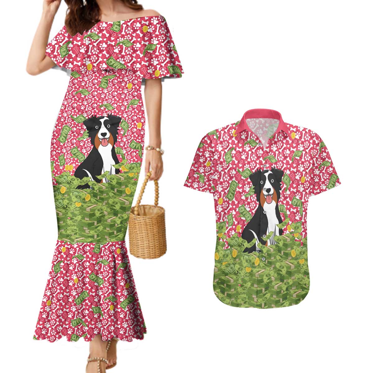 I Work Hard So That My Dog Can Have A Better Life Christmas Christmas Couples Matching Mermaid Dress and Hawaiian Shirt Xmas Holiday Patterns - Wonder Print Shop