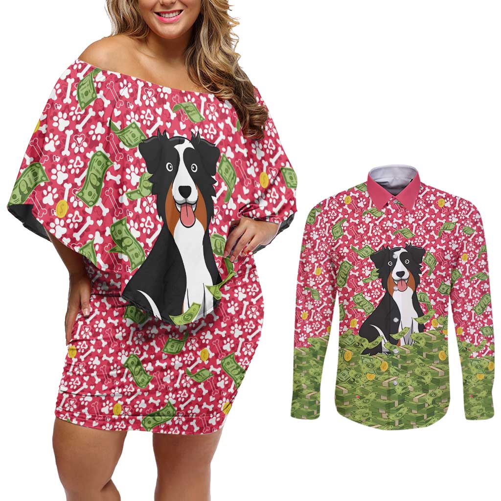 I Work Hard So That My Dog Can Have A Better Life Christmas Christmas Couples Matching Off Shoulder Short Dress and Long Sleeve Button Shirt Xmas Holiday Patterns - Wonder Print Shop