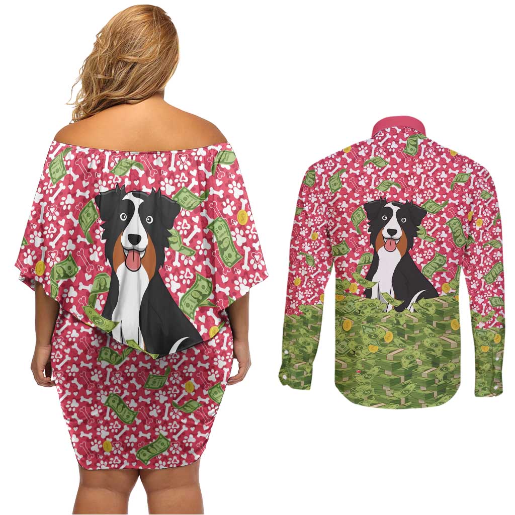 I Work Hard So That My Dog Can Have A Better Life Christmas Christmas Couples Matching Off Shoulder Short Dress and Long Sleeve Button Shirt Xmas Holiday Patterns - Wonder Print Shop