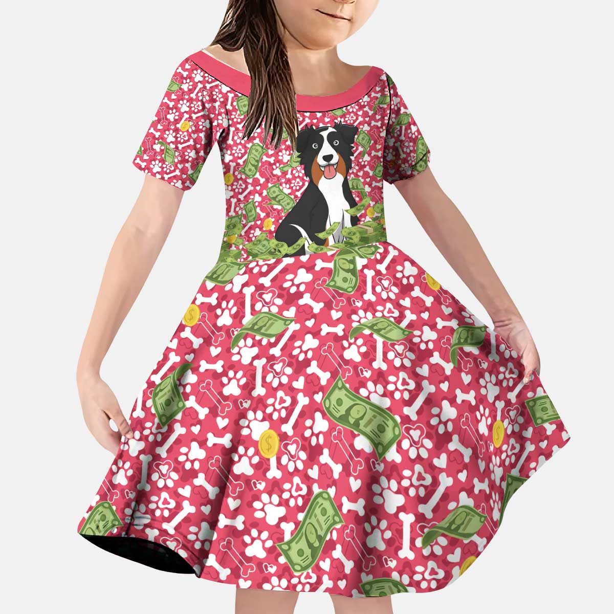I Work Hard So That My Dog Can Have A Better Life Christmas Christmas Kid Short Sleeve Dress Xmas Holiday Patterns - Wonder Print Shop